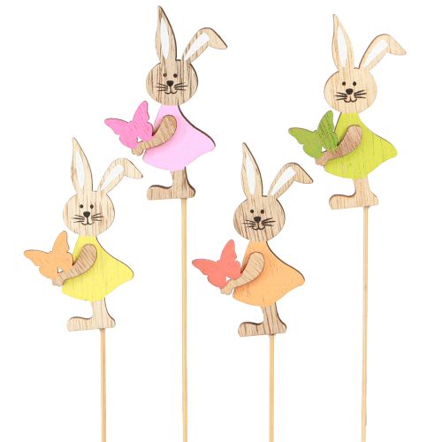 Artículo Tapones florales Conejitos de Pascua decoración madera color 5x8cm 16 piezas