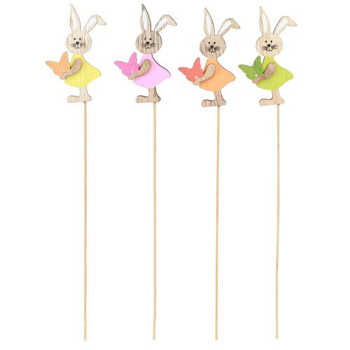 Artículo Tapones florales Conejitos de Pascua decoración madera color 5x8cm 16 piezas
