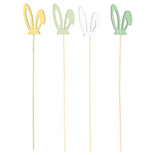 Artículo Palitos de flores de Pascua de madera con forma de orejas de conejo de colores, 5 x 7 cm, 16 unidades