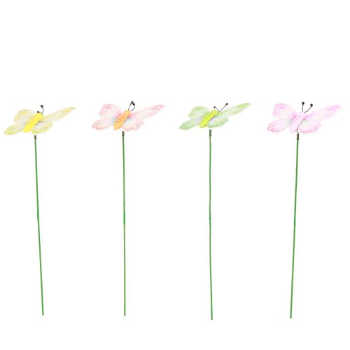Artículo Plug floral mariposa rosa verde naranja 8x5,5cm 16uds