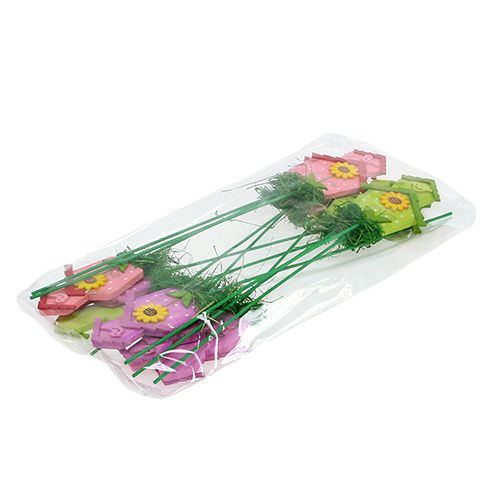 Floristik24 Perno prisionero de la flor con la casa coloreada 12pcs