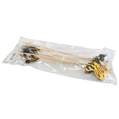 Floristik24 Flor enchufe abeja deco enchufe madera abeja decoración 7cm 12pcs