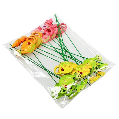Artículo Tapón de flores regadera colorido tapón de jardín decoración de primavera 16 piezas
