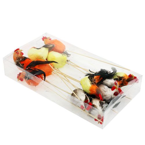 Floristik24 Tapón flor gallo colores surtidos 25cm 12uds