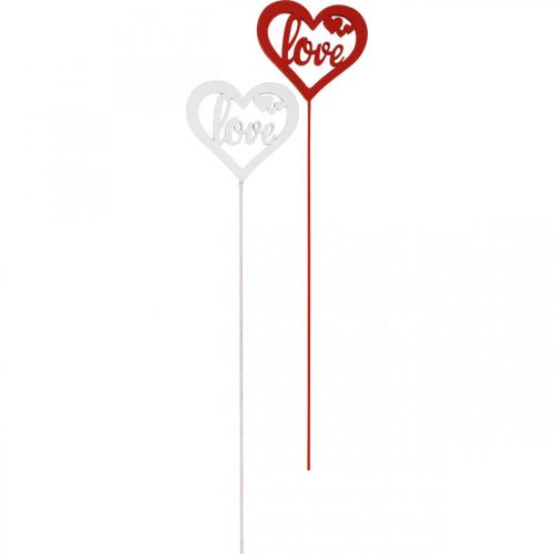 Artículo Tapón flor corazón rojo tapón decorativo de madera Love 7cm 12pcs