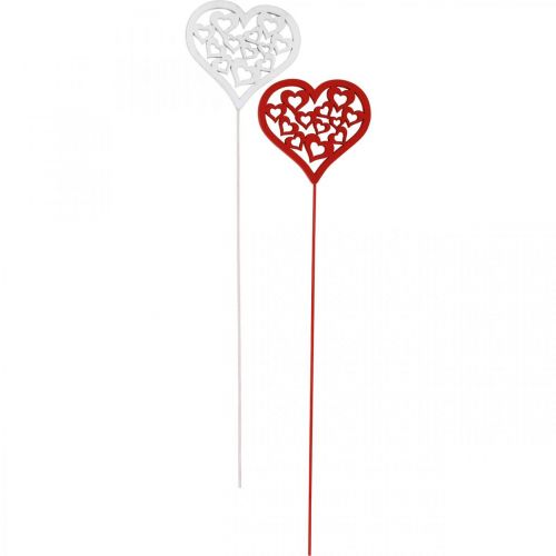 Artículo Tapón flor corazón rojo, tapón decorativo blanco San Valentín 7cm 12uds