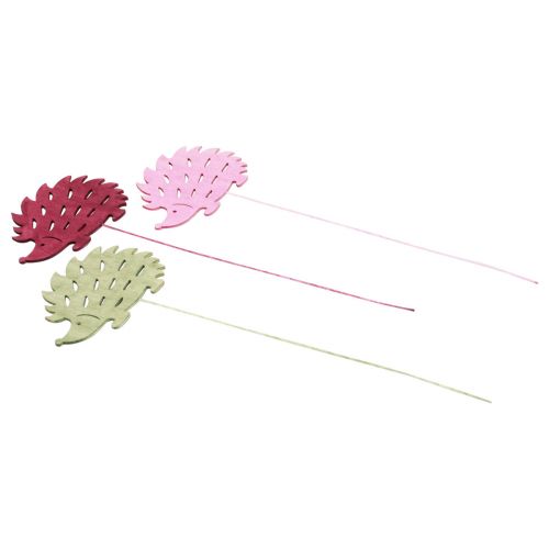 Floristik24 Tapón de flores tapón decorativo de madera decoración de erizo color 10x7cm 18 piezas