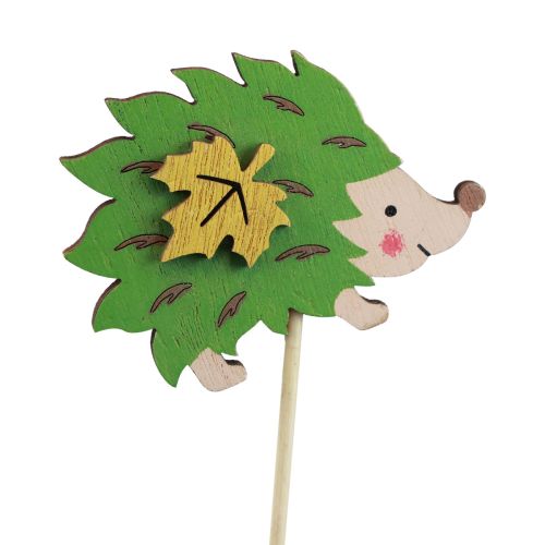 Artículo Palitos de madera con forma de erizo para decorar, color marrón y verde, 8 x 6 cm, 12 unidades