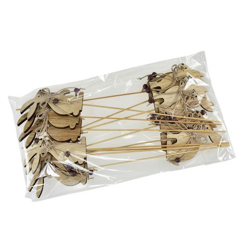 Artículo Tapón de flores de madera para decoración de conejo de Pascua 8 cm x 6 cm 12 piezas