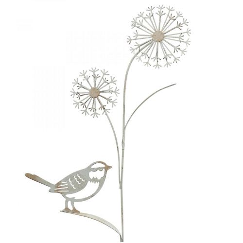 Artículo Tapón flor metal deco allium pájaro blanco 20×52cm