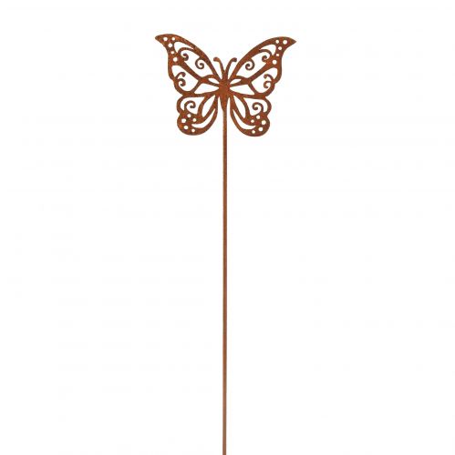 Artículo Tapón de flor de metal oxidado con forma de mariposa, decoración de 10 x 7 cm, 3 unidades