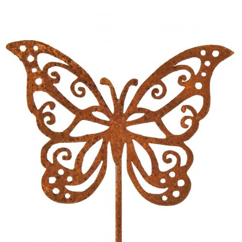 Tapón de flor de metal oxidado con forma de mariposa, decoración de 10 x 7 cm, 3 unidades
