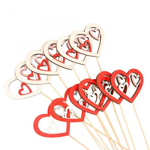 Tapón de flores Tapón decorativo para el día de San Valentín corazón rojo 7cm 12 piezas
