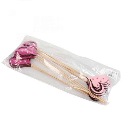 Artículo Tapón de flores Tapón decorativo Día de la Madre corazón rosa 7cm 12 piezas