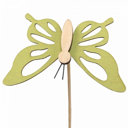 Artículo Flor plug mariposa deco color madera 8.5cm 12pcs