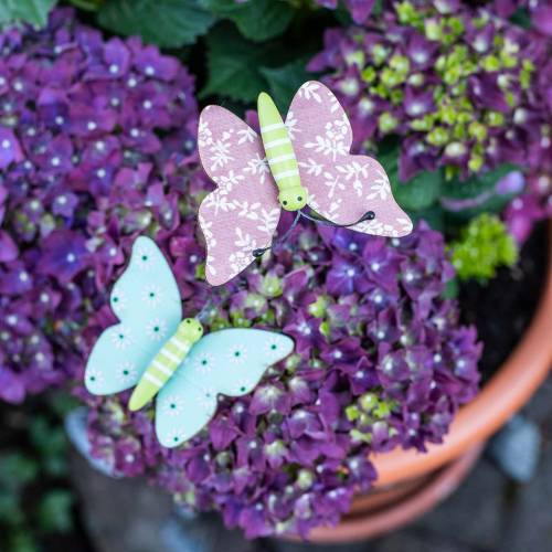 Floristik24 Alfiler flor mariposa madera 18cm 12pcs