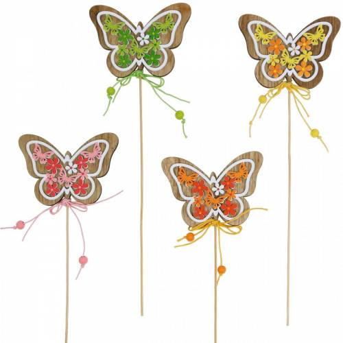 Floristik24 Flor palo mariposa madera primavera decoración en palo 12pcs