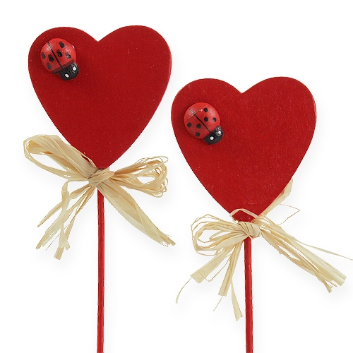 Corazón de madera en palo rojo 4.5cm 24pcs