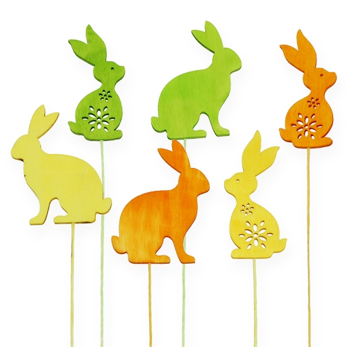 Floristik24 Plug decorativo conejo, 3 colores, 8cm, 18 piezas