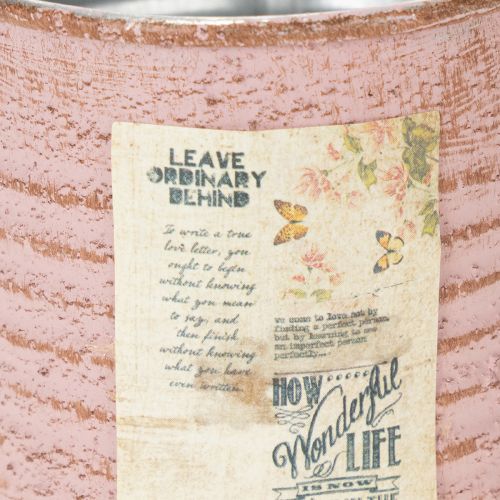 Artículo Maceta decorativa redonda de hojalata con forma de rosa antigua, Ø8cm H7.5cm