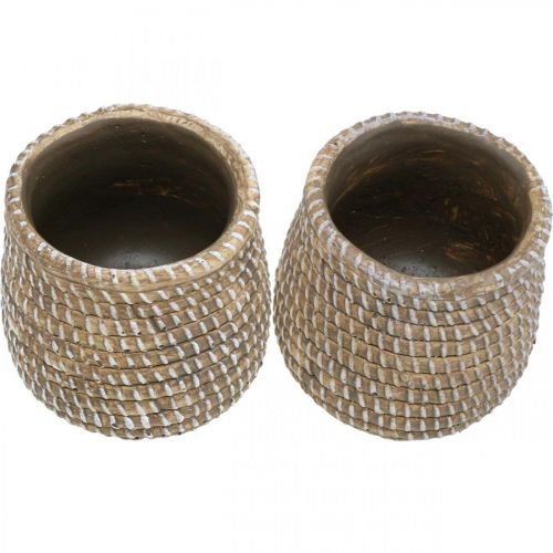 Floristik24 Macetero boho aspecto trenzado macetero cerámica Ø6cm H7.5cm 4pcs