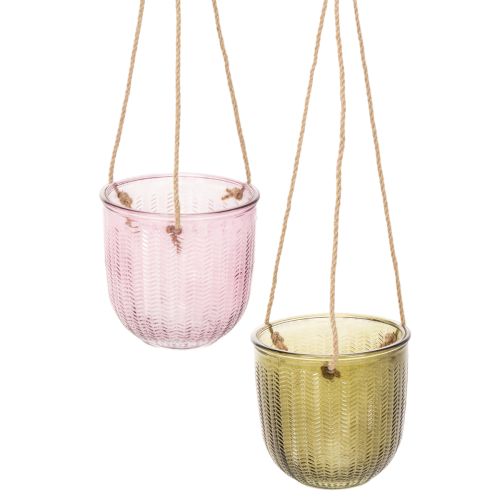 Maceta/farol colgante de cristal, morado/verde, 14 cm, 2 unidades comprar | Floristik24.es