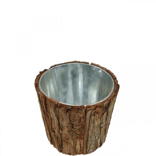 Floristik24 Jardinera, maceta alta, decoración de corteza de árbol Ø14cm H12.5cm