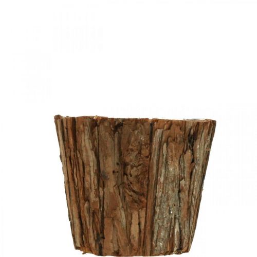 Floristik24 Jardinera, maceta alta, decoración de corteza de árbol Ø14cm H12.5cm