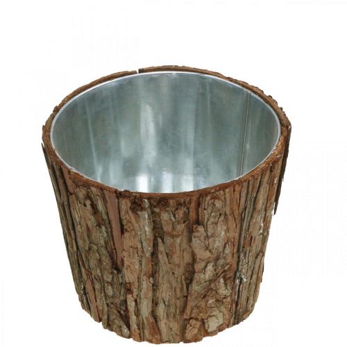Floristik24 Jardinera, maceta alta, decoración de corteza de árbol Ø19cm H15.5cm