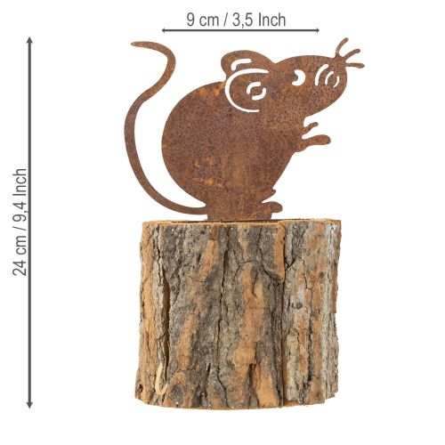 Artículo Maceta de madera con textura de corteza y óxido de ratón H24cm