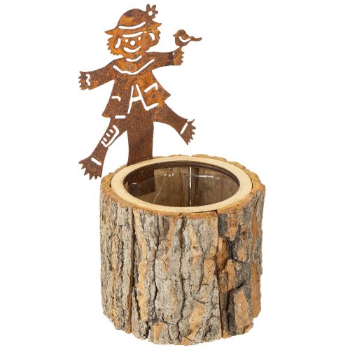 Floristik24 Maceta de madera espantapájaros óxido H24.5cm