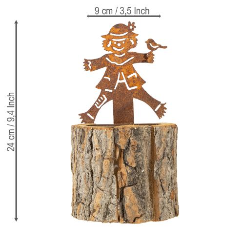 Artículo Maceta de madera espantapájaros óxido H24.5cm