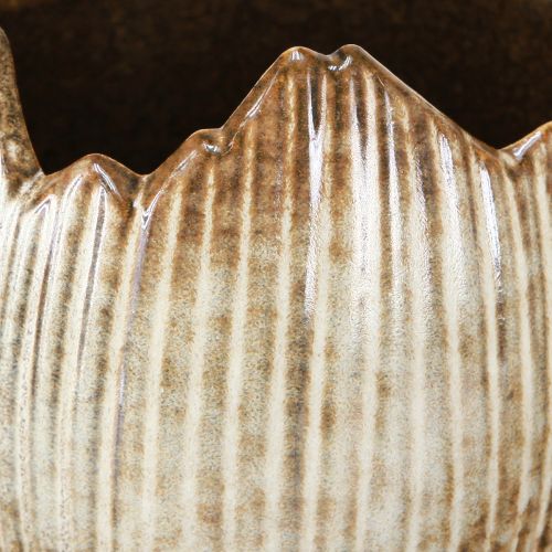 Artículo Maceta Cerámica Huevo Roto Crema Marrón Ø11,5cm 2 uds