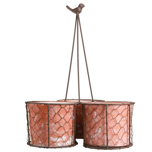 Artículo Maceta de cerámica cesta de malla metal marrón Ø30cm H11,5cm