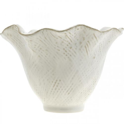 Artículo Macetero macetero de cerámica copa de flores macetero blanco Ø15cm