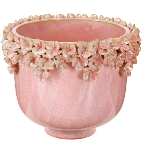 Floristik24 Maceta Cerámica con Borde de Flor Rosa Ø19cm H16.5cm
