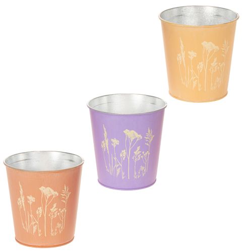 Maceta redonda de color pastel con motivo floral para plantas de interior, 12 cm, 3 unidades. comprar | Floristik24.es