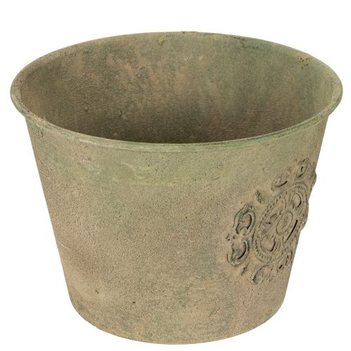 Artículo Maceta de metal, verde, estilo vintage, Ø22cm–13,5cm, juego de 3