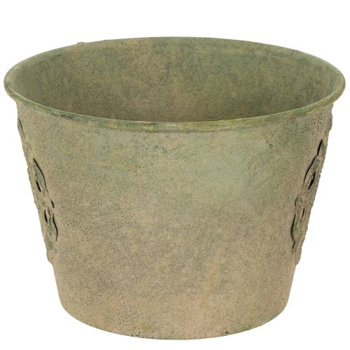 Artículo Maceta de metal, verde, estilo vintage, Ø22cm–13,5cm, juego de 3