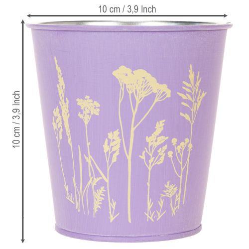 Set de 3 maceteros de metal con estampado floral en colores pastel, 10 cm | Floristik24.es