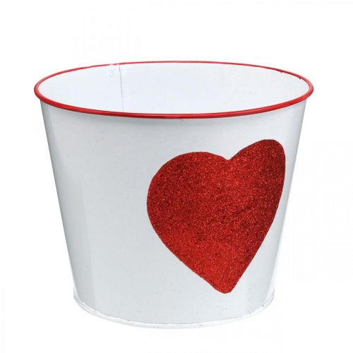 Floristik24 Maceta blanca con corazón en maceta roja Ø18cm H13.5cm