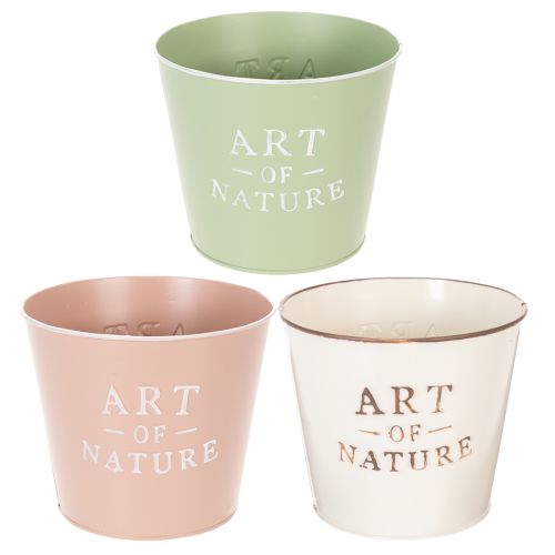 Maceteros redondos metálicos estilo vintage en colores pastel – Set de 3 comprar | Floristik24.es