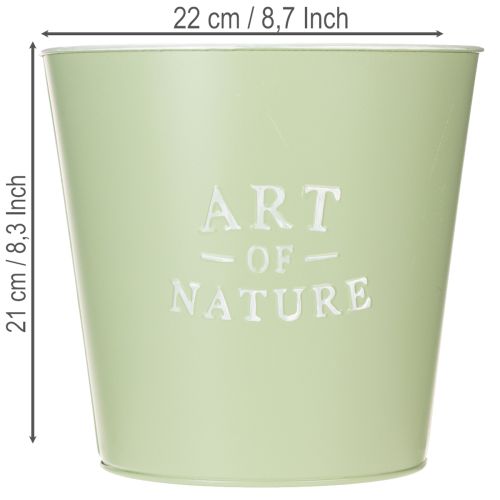 Artículo Maceta de zinc, jardinera de metal, verde menta, Ø22cm, H21cm