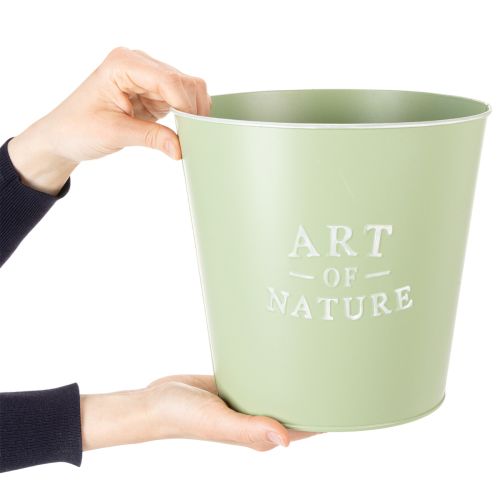 Artículo Maceta de zinc, jardinera de metal, verde menta, Ø22cm, H21cm