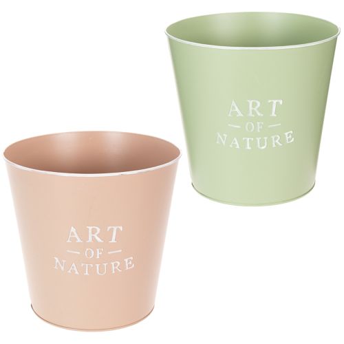 Maceteros decorativos redondos Art of Nature, set de 2, verde y rosa pastel, 22 cm