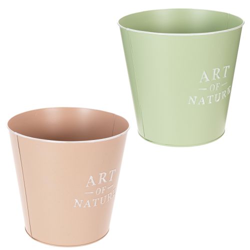 Maceteros decorativos redondos Art of Nature, set de 2, verde y rosa pastel, 22 cm | Floristik24.es