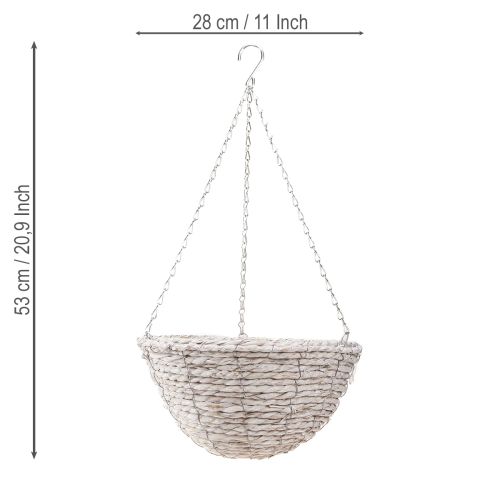 Artículo Maceta colgante paja natural blanco Ø28cm H15cm 2uds