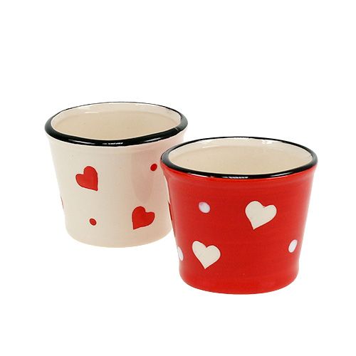 Floristik24 Macetero con corazones rojo Ø7.5cm H6cm 12pcs