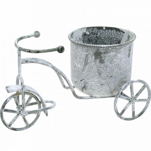 Floristik24 Macetero bicicleta metal vintage blanco lavado 24 × 13 × 14cm