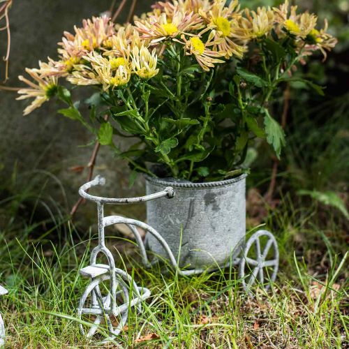 Floristik24 Macetero bicicleta metal vintage blanco lavado 24 × 13 × 14cm